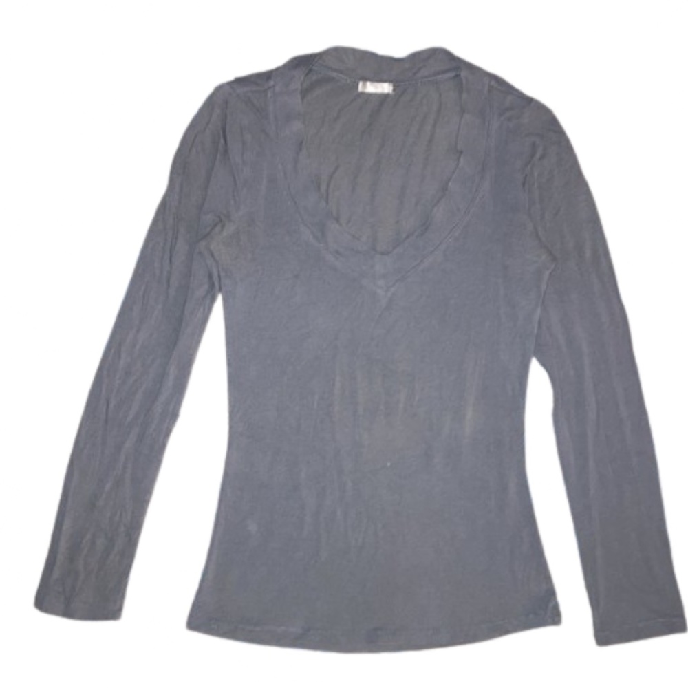 AMBIANCE APPAREL Gray long sleeve v neck Womens shirt